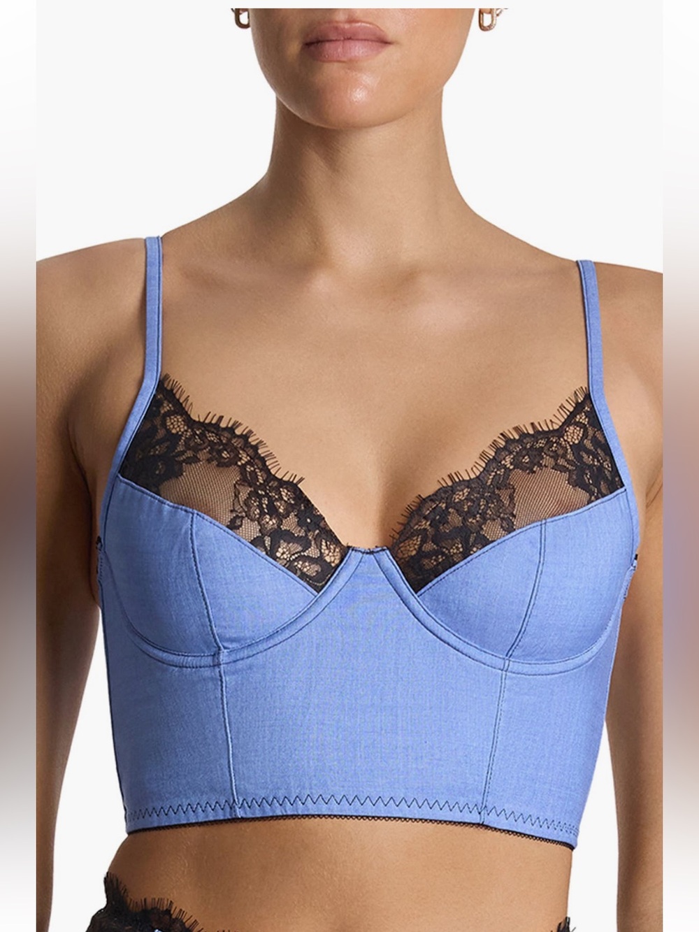 Hanky Panky × Lexi Wood Katrina Lace Trim Longline Underwire Bra top medium NWT